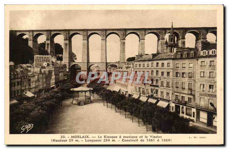 CPA Bretagne Le Kiosque a Musique et le Viaduc 