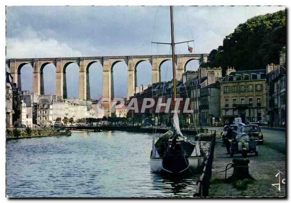 CPSM La Bretagne En Couleurs Morlaix Les quais et le Viaduc