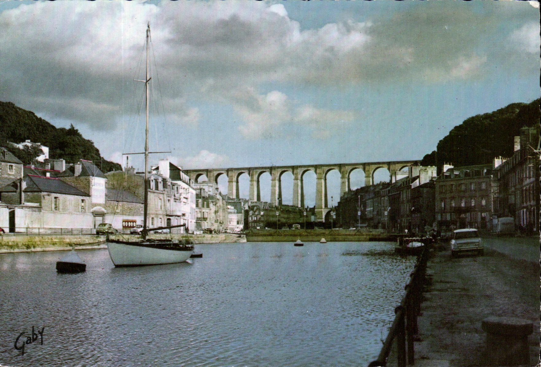 CPSM Morlaix Le Bassin et le Viaduc