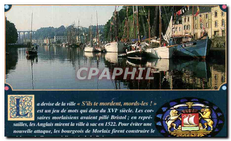 Le bassin à flot à Morlaix — avec devise et blason — CPAPHIL n° 389570