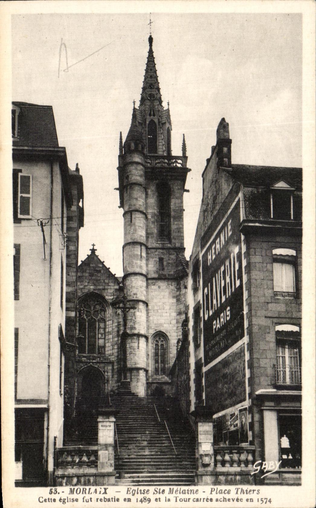 CPA Morlaix Eglise Ste Metaine Place Thiers 