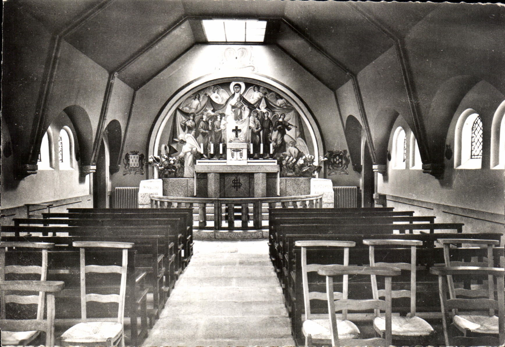 CPSM Morlaix Ecole Notre Dame De Lourdes Interieur De La Chapelle Notre dame Des Anges
