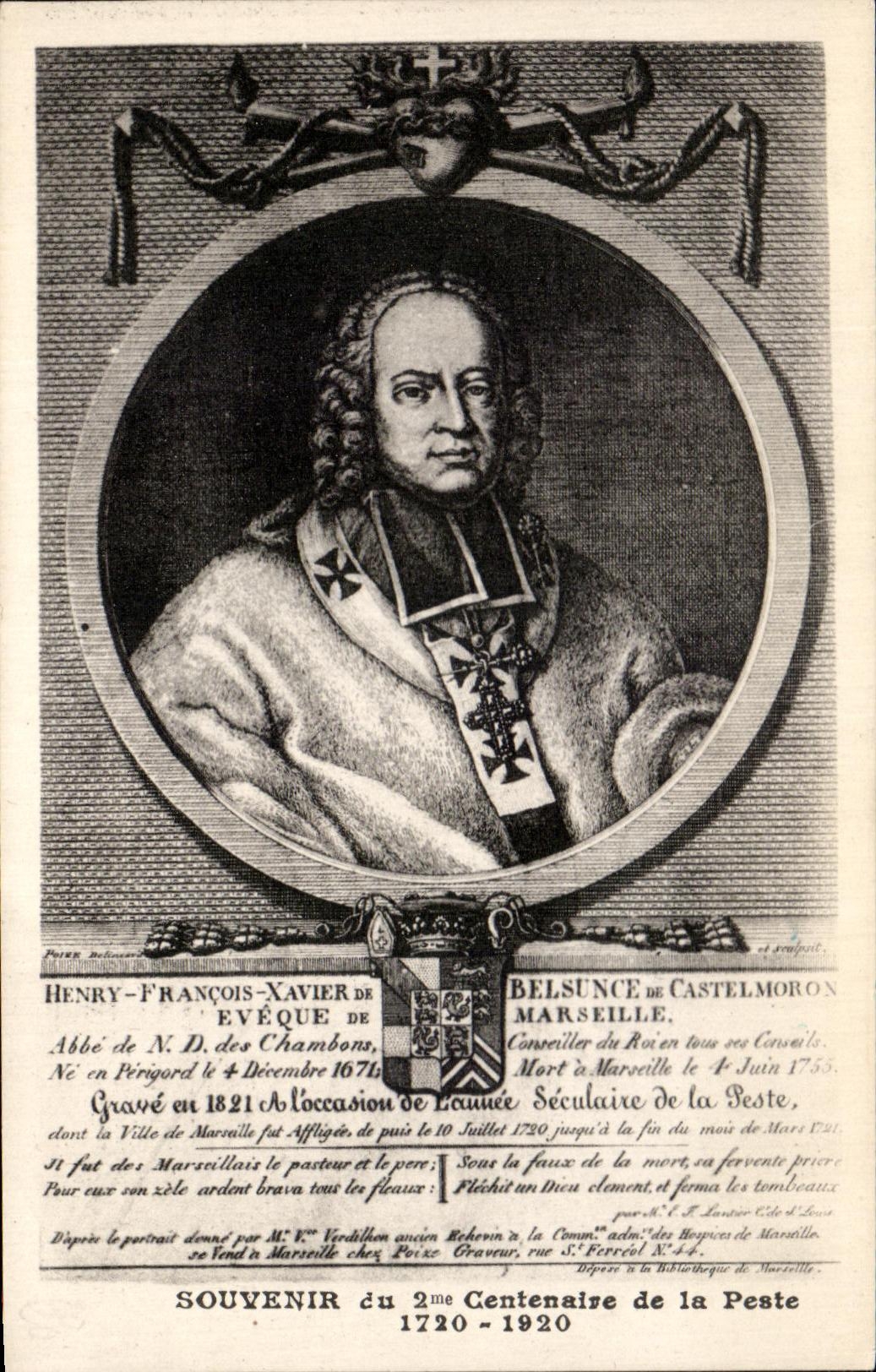 CPA Souvenir Du 2eme Centenaire De La Peste 1720 1920 Belsunce de Castelmoron 