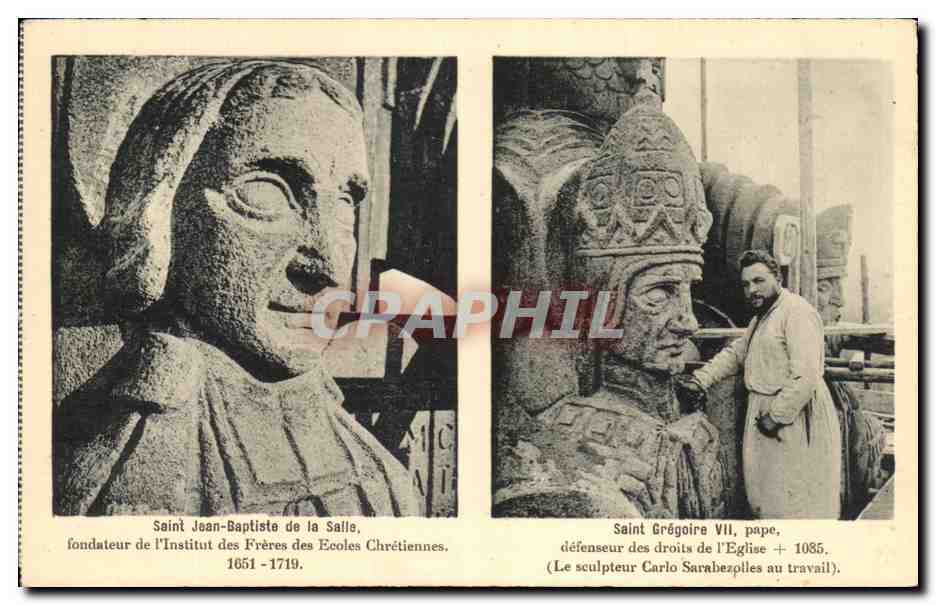 Saint Jean-Baptiste de la Salle et Saint Grégoire VII — sculptures — éditeur Unis-France, n°25