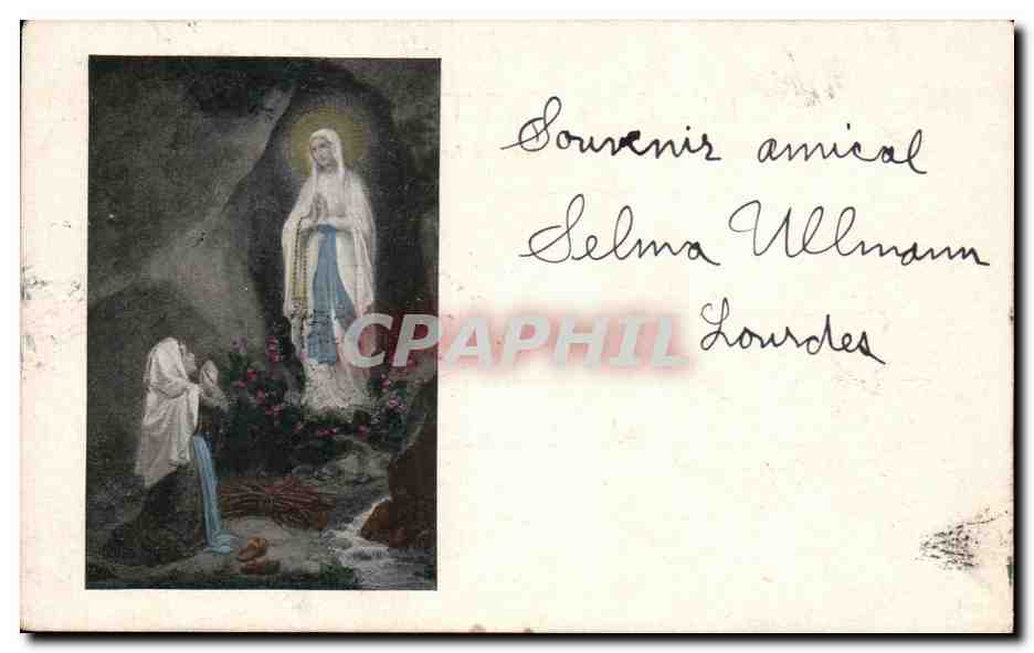 CPA Souvenir Amical Selma Ullman Lourdes Vierge 