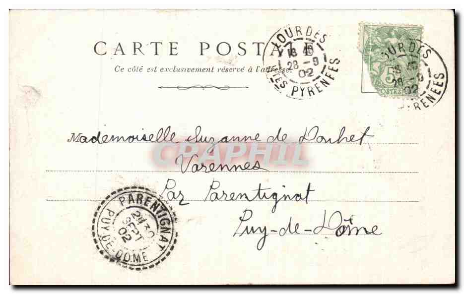 CPA Souvenir Amical Selma Ullman Lourdes Vierge  — Rückseite