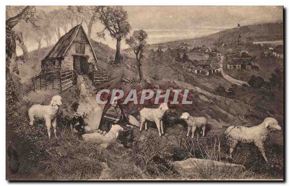 Bernalette Soubirous gardant les moutons au village de Bartrès — édition des Arts Photographiques, Strasbourg