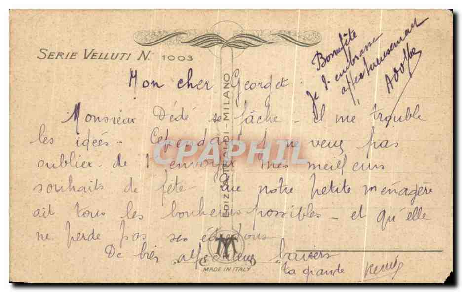 CPA Fantaisie Fleurs Pruneau — Verso