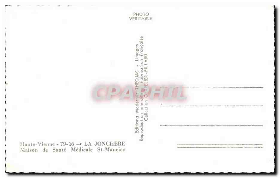 CPSM La Jonchere Maison de sante medicinale St Maurice  — Rückseite
