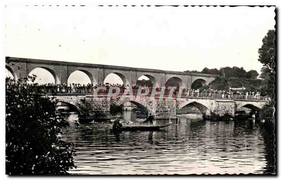 CPSM St Priest Taurion Le pont et la viaduc sur le Taurion Water polo