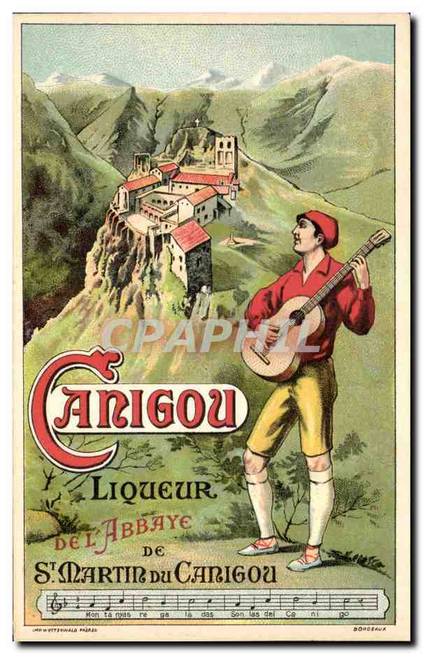 Saint-Martin-du-Canigou — Abbaye — publicité pour le liqueur Canigou, éditée par J. Schemla, Bordeaux