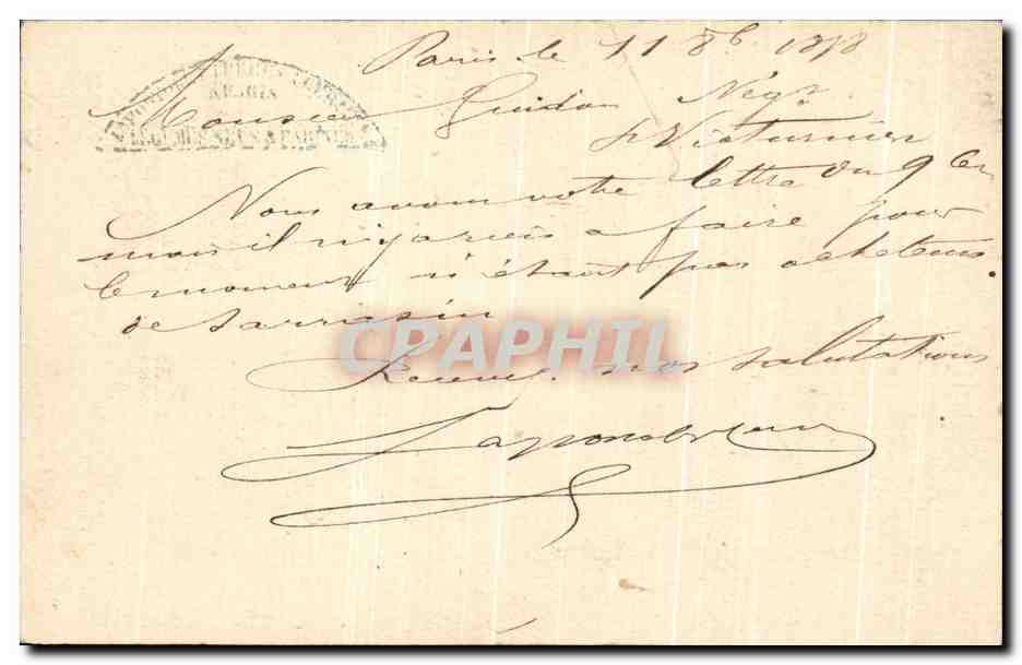 Entier postal Sage 10c gris Paris pour St Victurnien 1878 — Rückseite