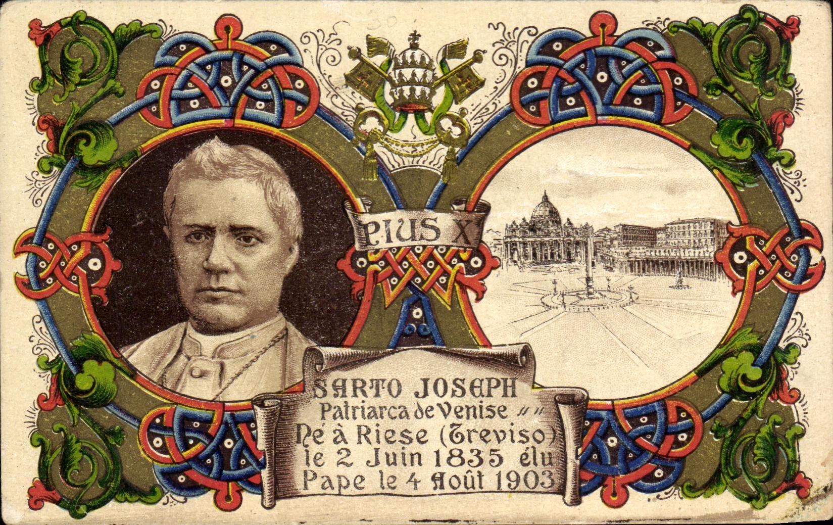 CPA Sarto Joseph Patriarca Patriarca de Vensie Pape elu le 4a out 1903