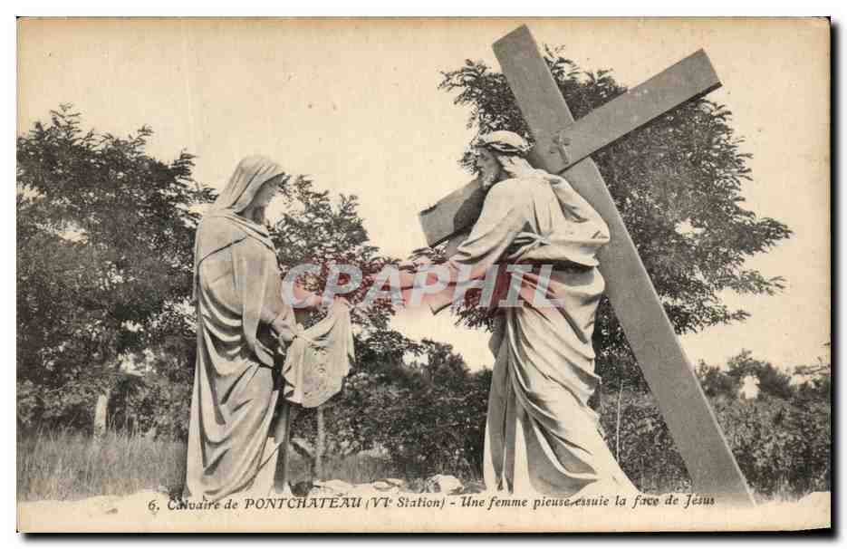 CPA Pontchateau Une femme pieuse essuie la face de Jesus