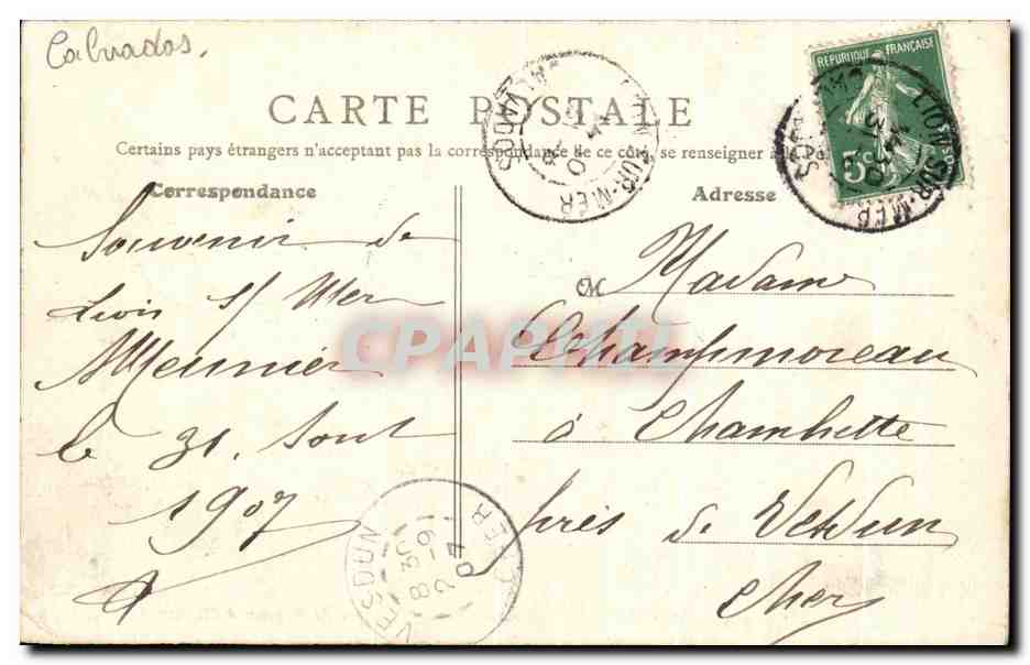 Lion-sur-Mer (Calvados) — Rentrée de Mgr l'Évêque de Bayeux à l'Église — B.P. Paris 122 — Verso