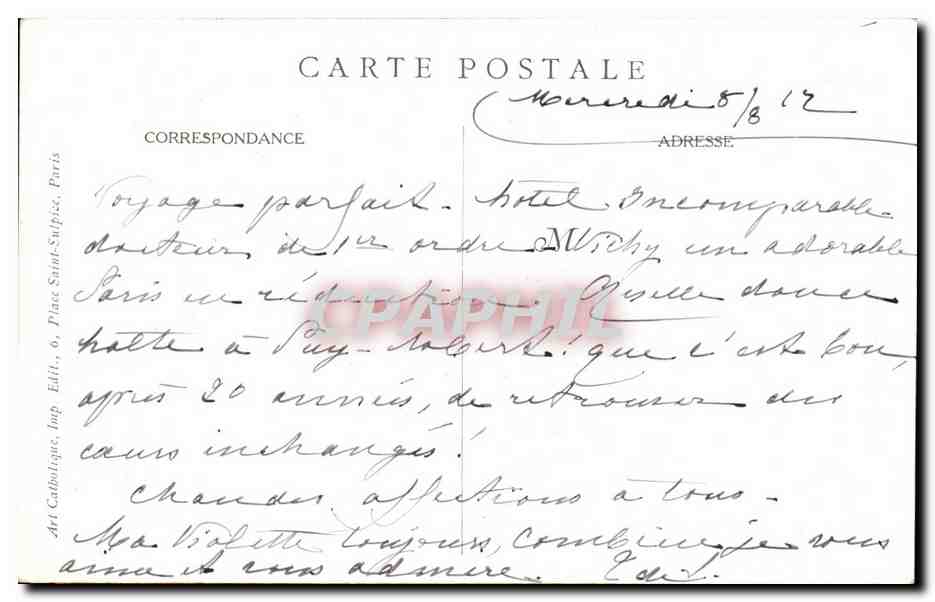 CPA Son Eminence Le Cardinal Mercier Rome 1916 Christ  — Back