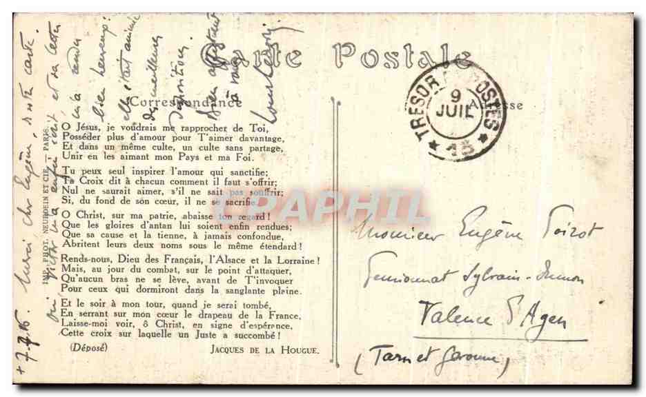 CPA Weerts Pour L'Humanite pour la Patrie Christ Militaria — Rückseite