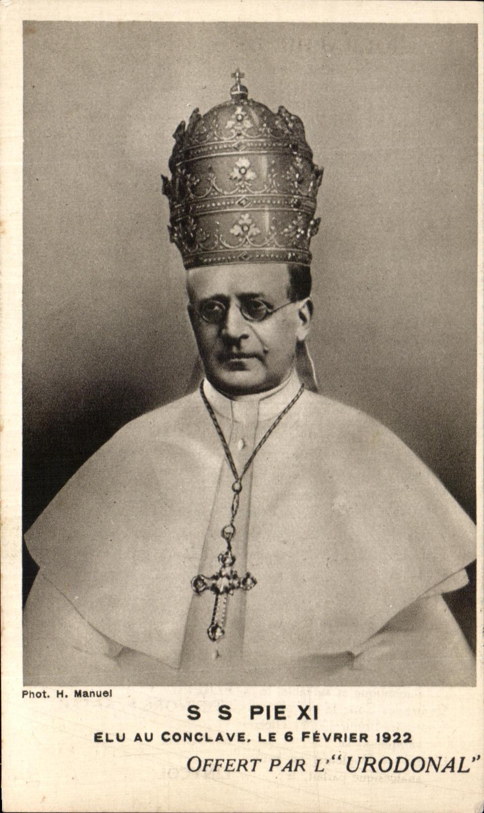 CPA Pape Pie XI Elu au Conclave Le 6 Fevrier 1922 Offert Par La Urodonal