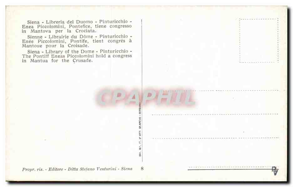 CPA Sienne Librairie du Dome Pinturicchio Mantoue Croisade — Rückseite