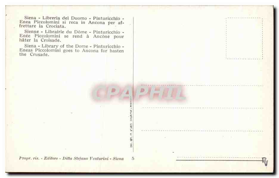 CPA Sienne Librairie du Dome Pinturicchio Ancone Croisade — Rückseite