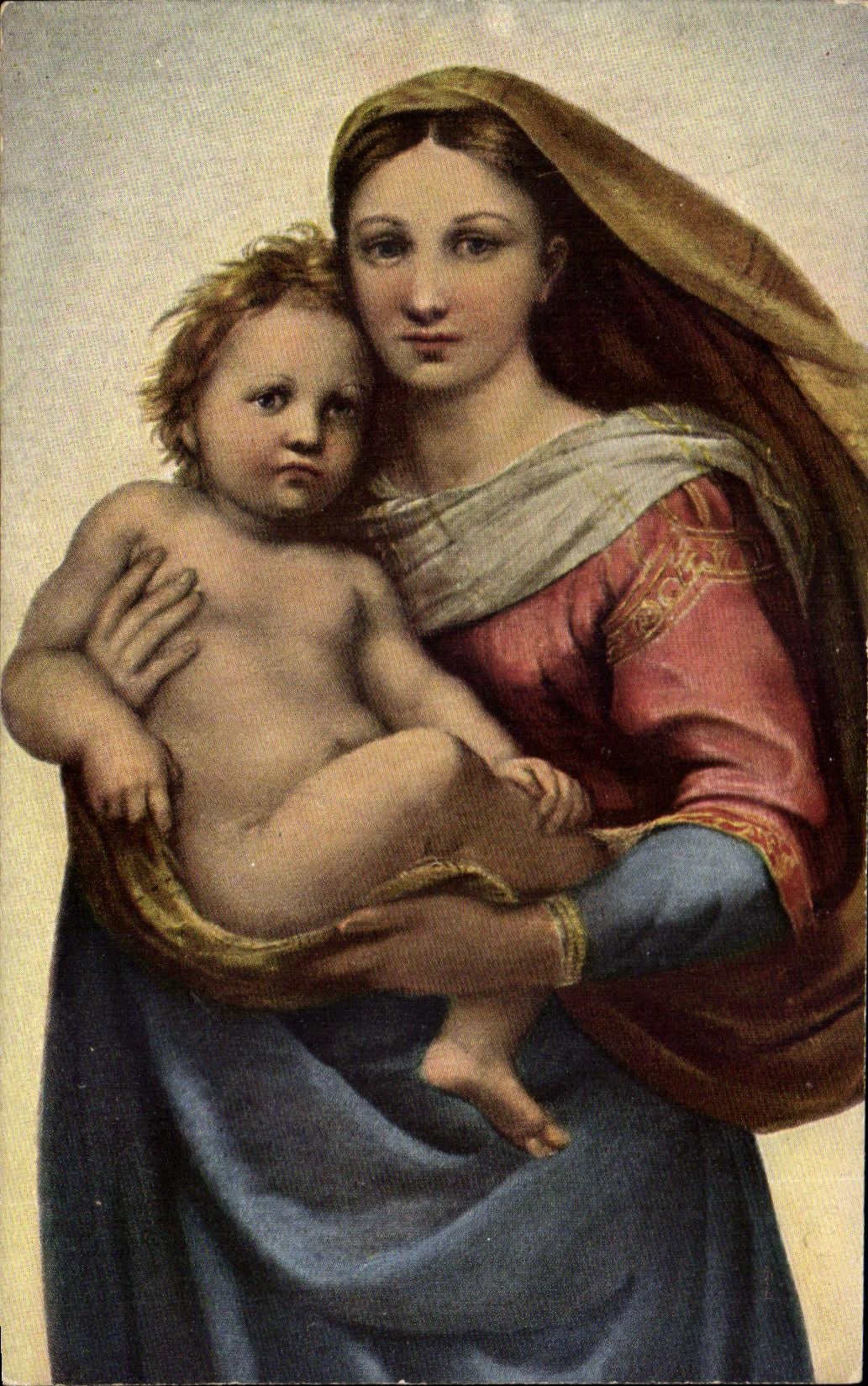 CPA Raffaello Santi Madonna Sixtina Detail