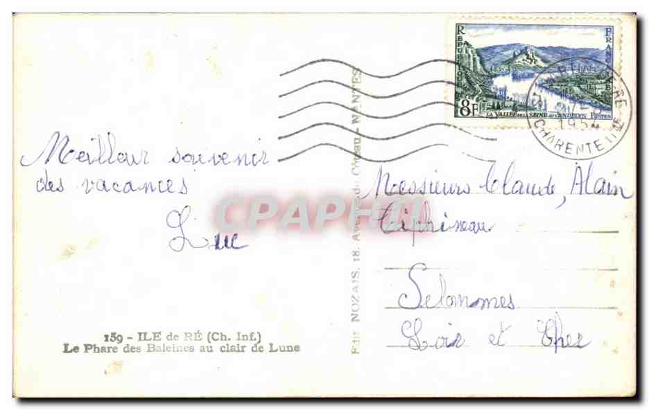 Phare des Baleines — Ile de Ré — Éditeur Nozais, n°159 — Verso