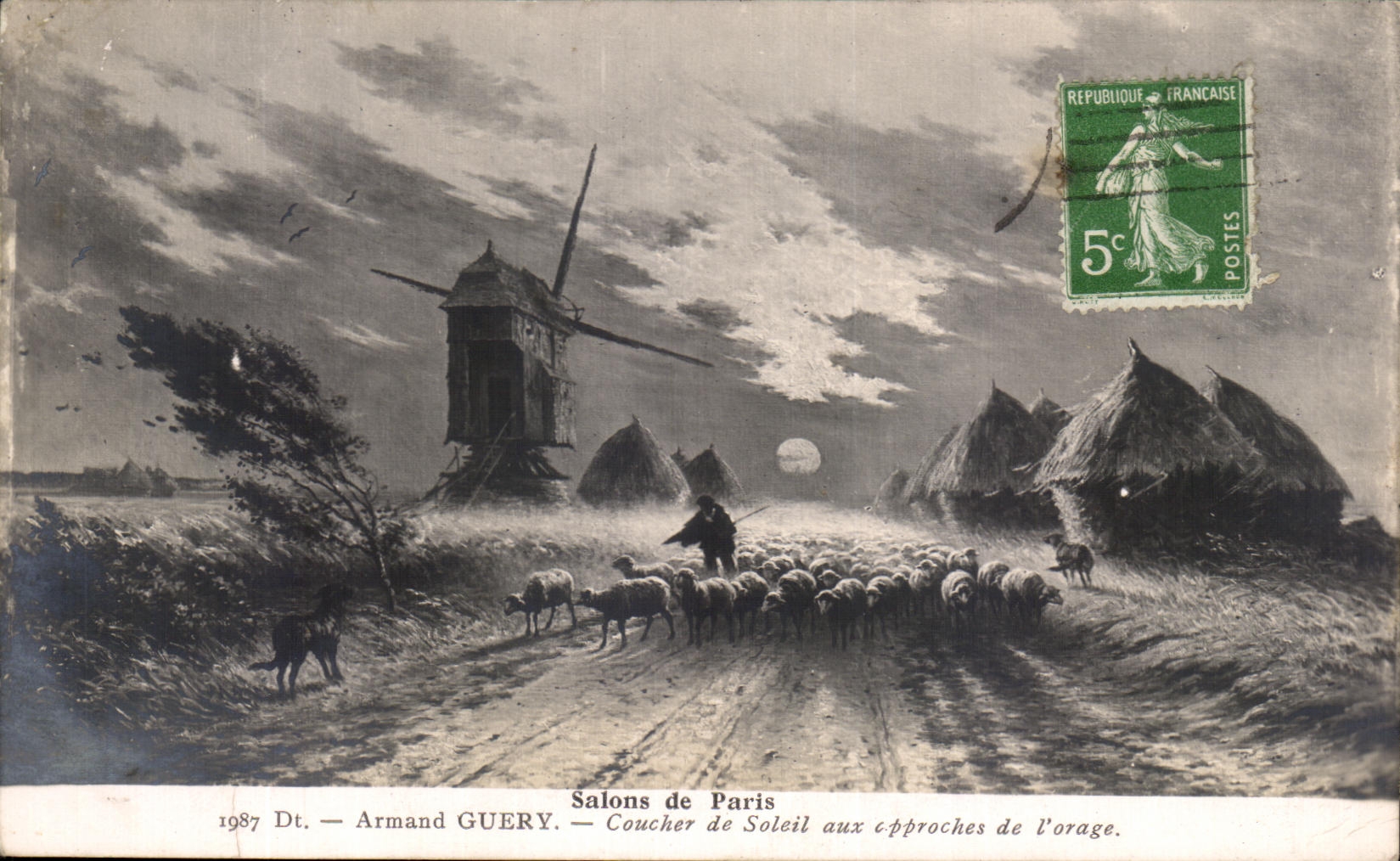 CPA Salons De Paris Armand Guery Coucher De Soleil Aux Approches De L'Orage Moulin Moutons 