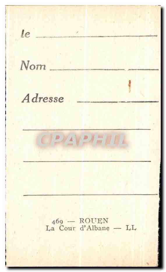 CPA Rouen La Cour d'Albane — Verso