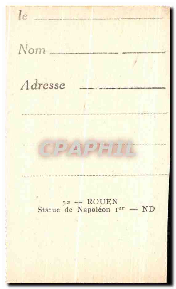 CPA Rouen Statue de Napoleon 1er — Verso