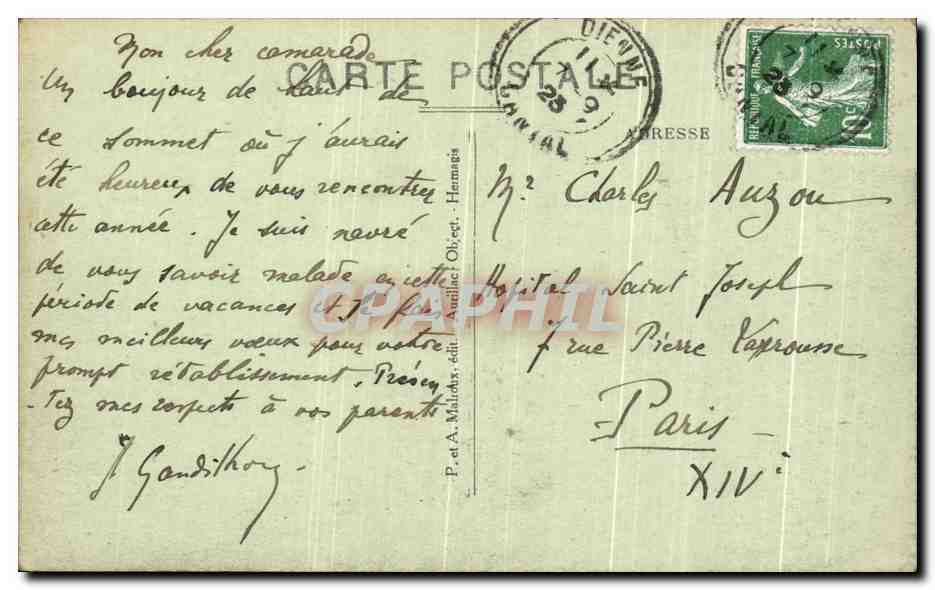 Le Puy Mary — Montagnes du Cantal — L'Auvergne Pittoresque — n°258 — Verso