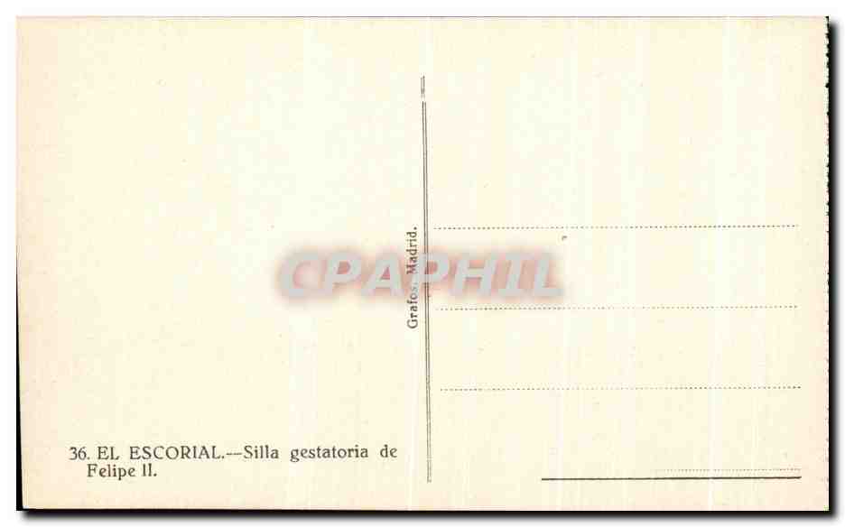 CPA El Escorial Silla Gestatoria De Felipe II — Back