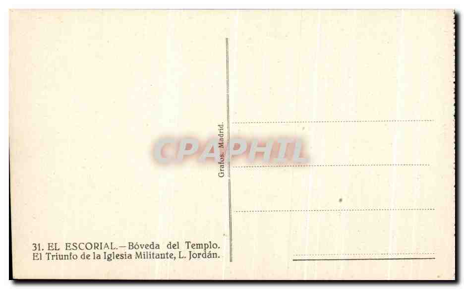 CPA El Escorial Boveda De L Templo El Triunfo De La Iglesia Militante Jordan — Back