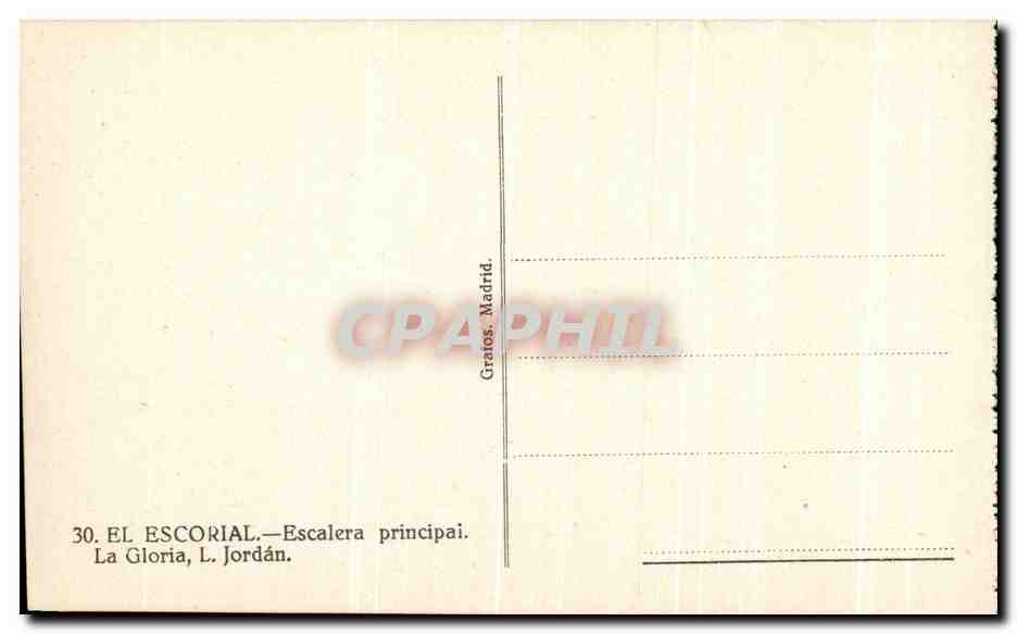 CPA El Escorial Escalera Priniapl La Gloria Jordan — Rückseite