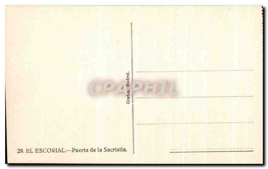 CPA El Escorial Pureta De La Sacristia — Back