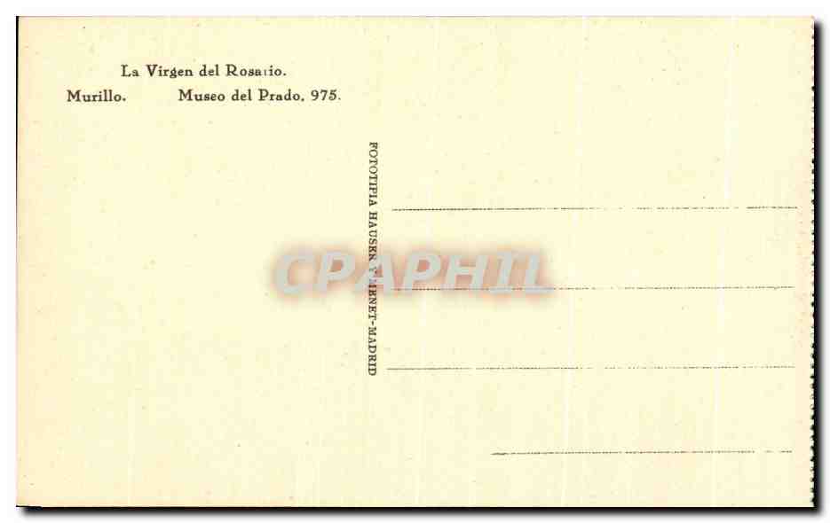 CPA La Virgan Des Rosario Murillo Museo Del Prado Madrid — Verso