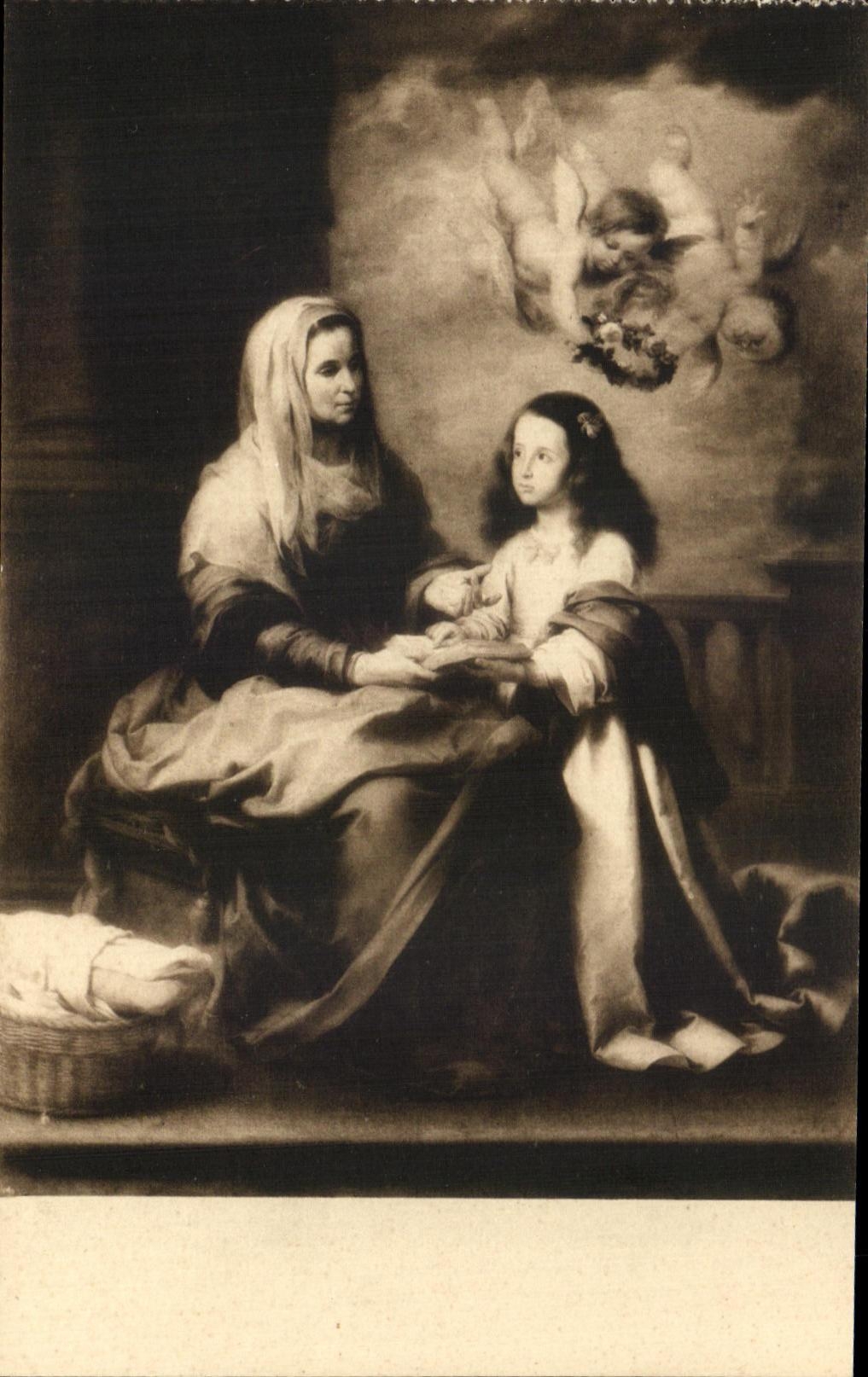 CPA Santa Ana Dando Leccion A La Virgen Murillo Museo Del Prado Madrid