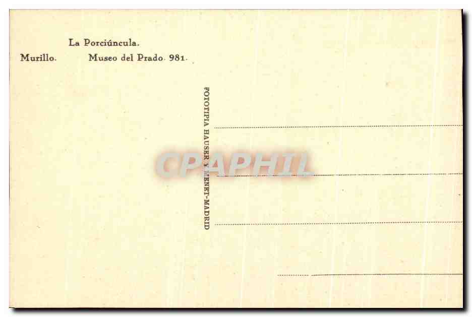 CPA La Porciuncula Murillo Museo Del Prado Madrid — Verso