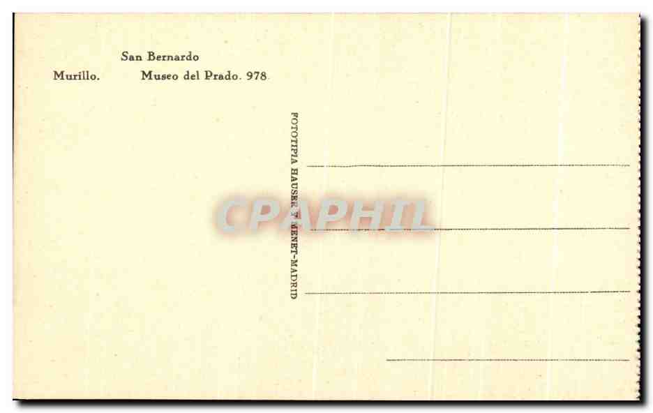 CPA San Bernardo Murillo Museo Del Prado Madrid — Rückseite
