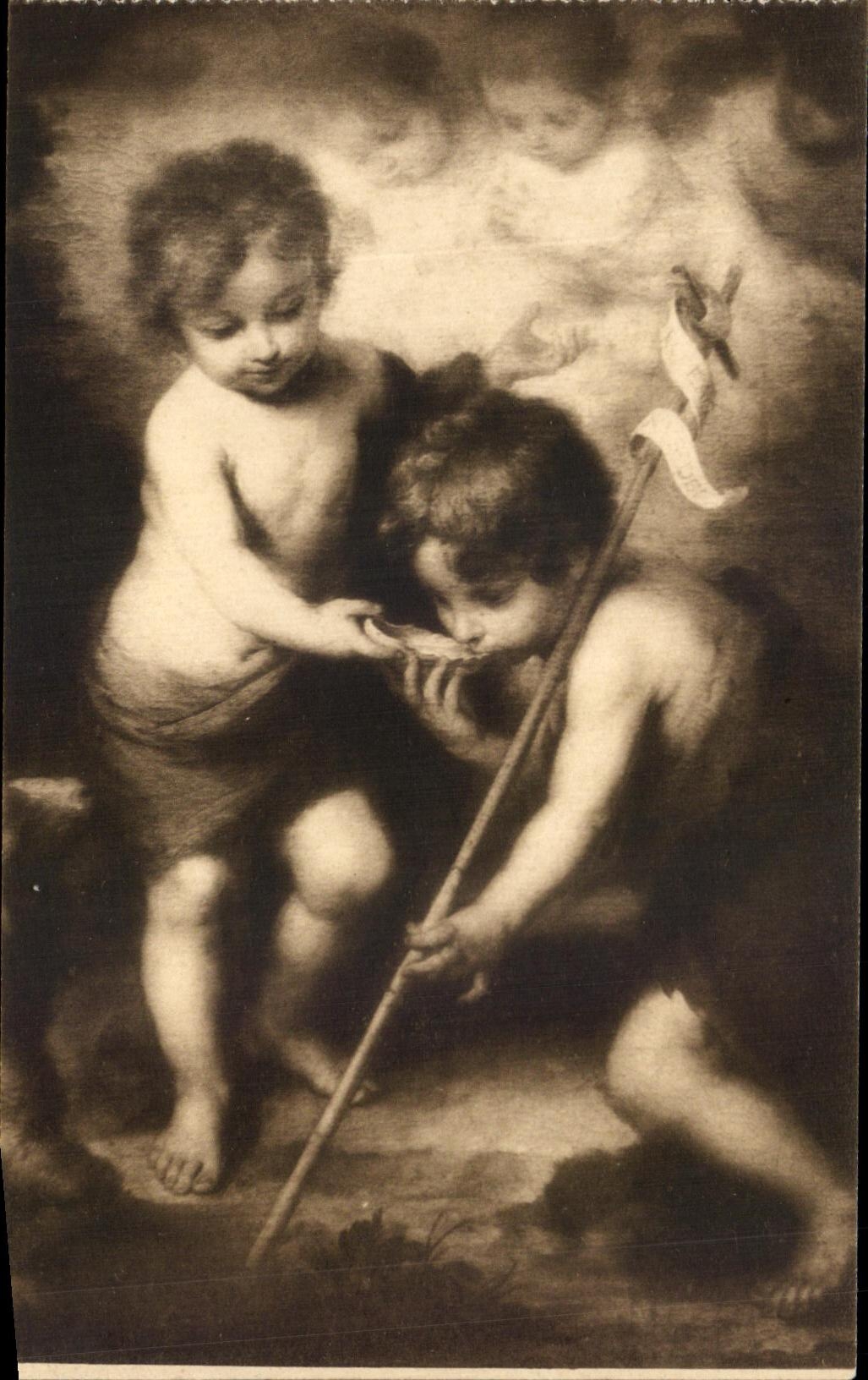 CPA Jesus San Juan Los Ninos de La Concha Murillo Museo Del Prado Madrid