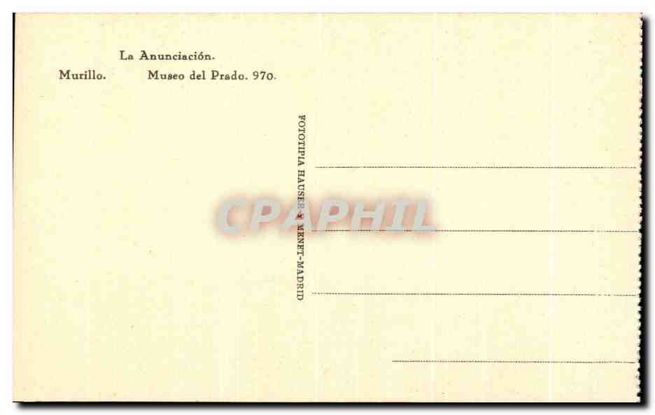 CPA La Anunciacion Murillo Museo Del Prado Madrid — Verso