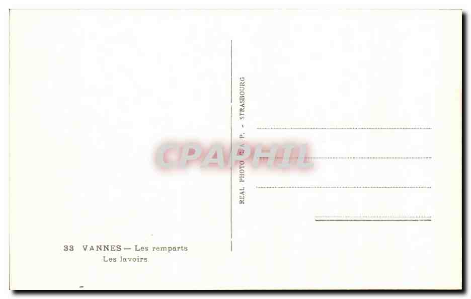 Vannes — Les remparts — Les lavoirs — REAL PHOTO A.P. - STRASBOURG — Rückseite