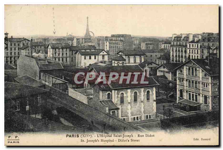 CPA Paris L'Hopital Saint Joseph Rue Didot Tour Eiffel