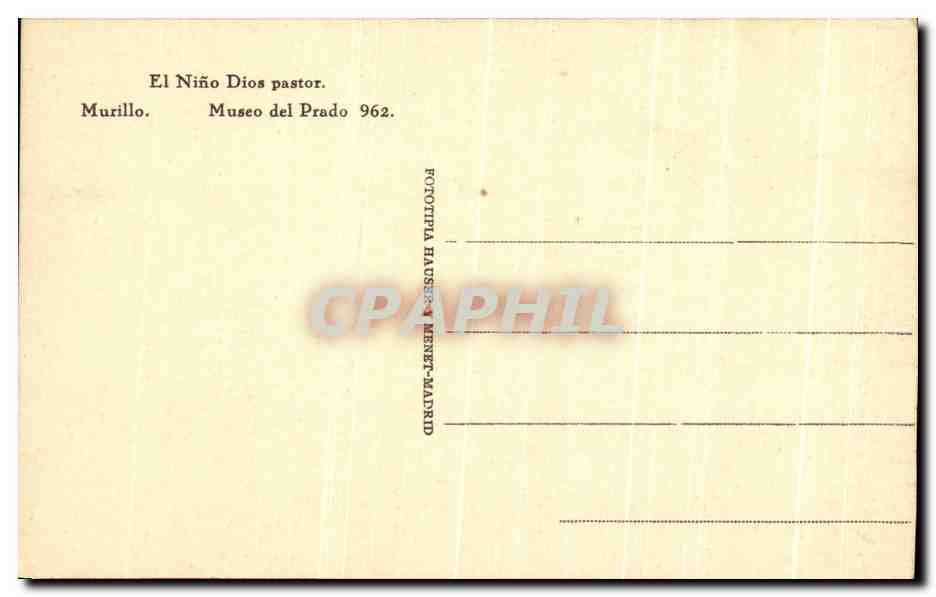 CPA Nino Dios Pastor Murillo Museo del Prado Madrid — Verso