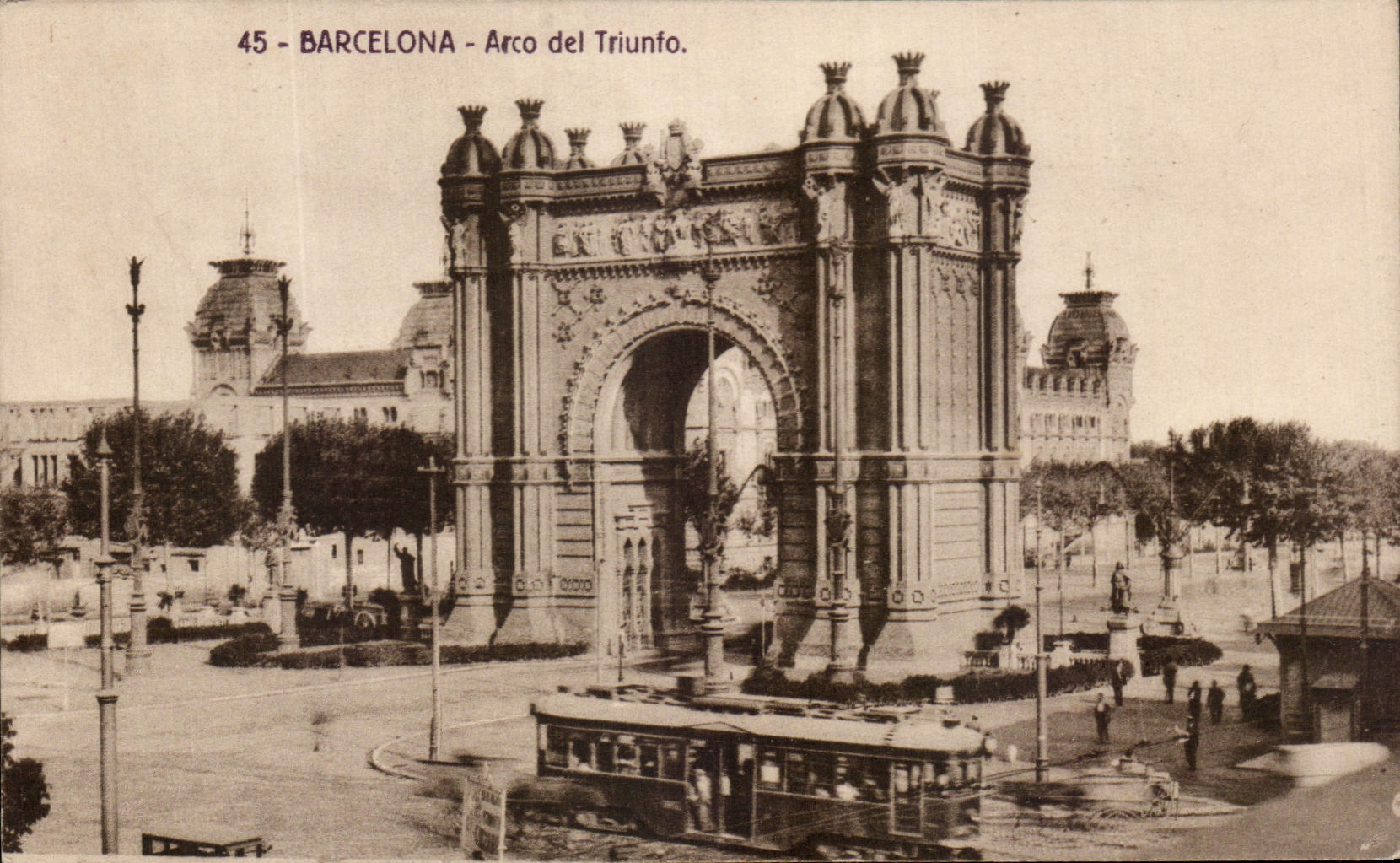CPA Barcelona Arco Del Triunfo Tramway