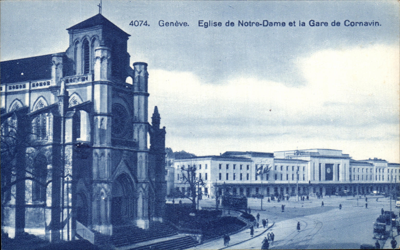 CPA Geneve Eglise De Notre Dame Et La Gare De Cornavin