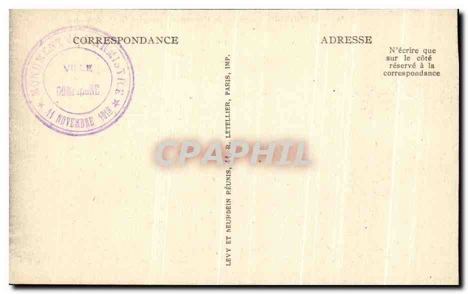 Rethondes — Carrefour de l'Armistice, inauguré le 11 Novembre 1922 — Marcel Magès, arch. — L L — Rückseite