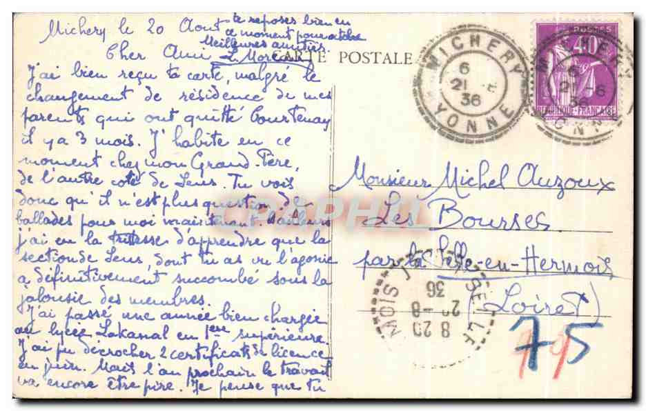 Michery - Les bords de l'Yonne — CPA éditée par la poste locale — Reverso
