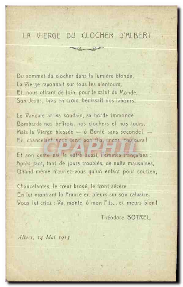 CPA Albert La Vierge doree du Clocher — Back