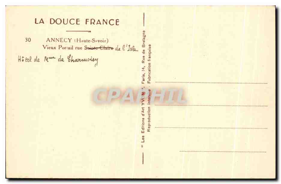 Annecy — Vieux Portail rue Sainte-Claire — Hôtel de Rue de Charmoisy — Rückseite