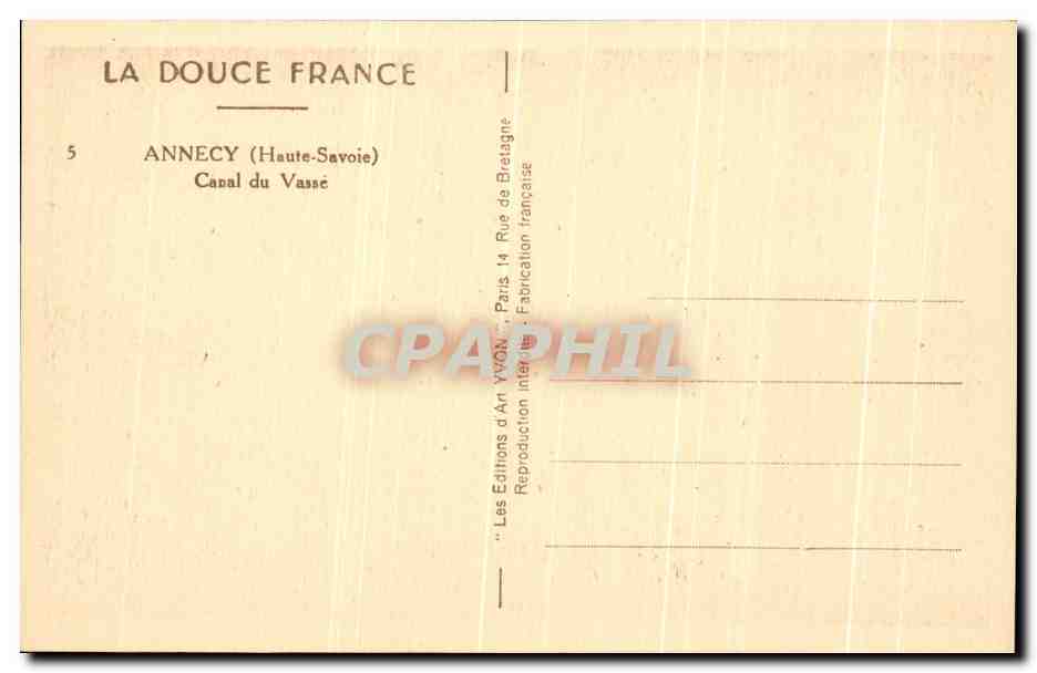 Annecey — Canal du Vasse — Les Éditions d'Art Yvoux — Reverso
